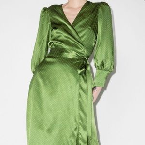 Reformation Merrick Silk Dress in Green